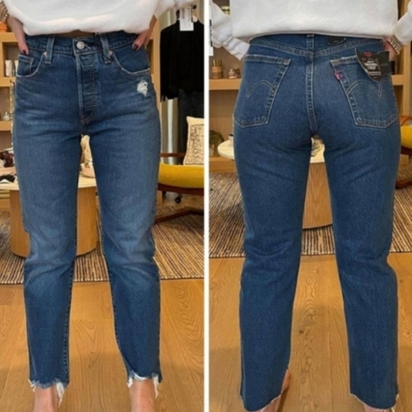 Levi's 501 Crop High Rise Jeans Charleston Fun Straight Leg - Picture 3 of 9